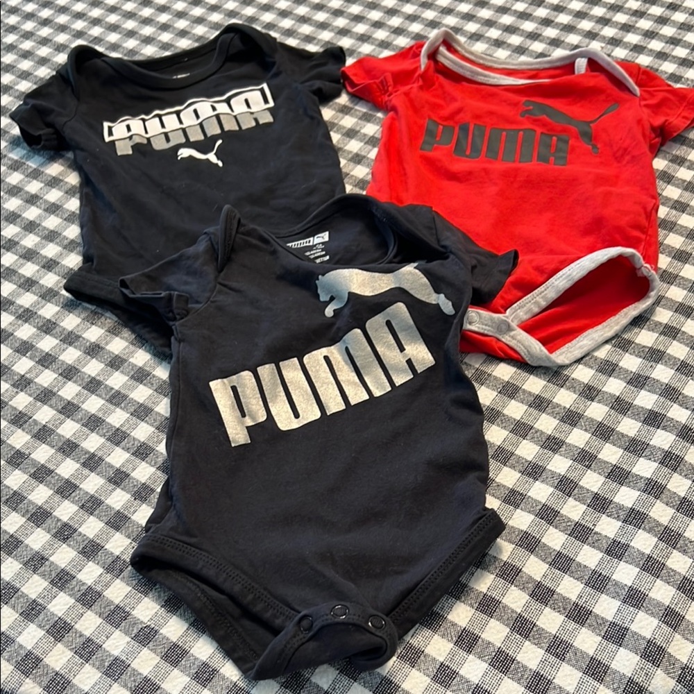Puma Black and Red Bodysuits Bold Branding